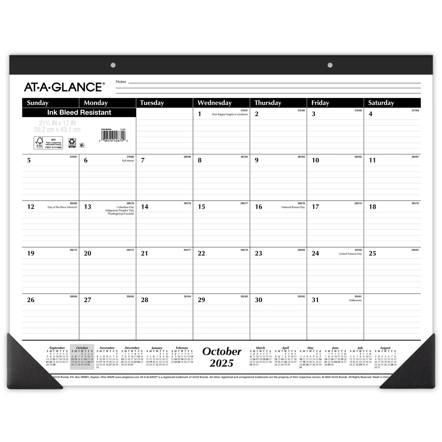 AT-A-GLANCE 2026 Monthly Desk Pad Calendar, 21.75" x 17"