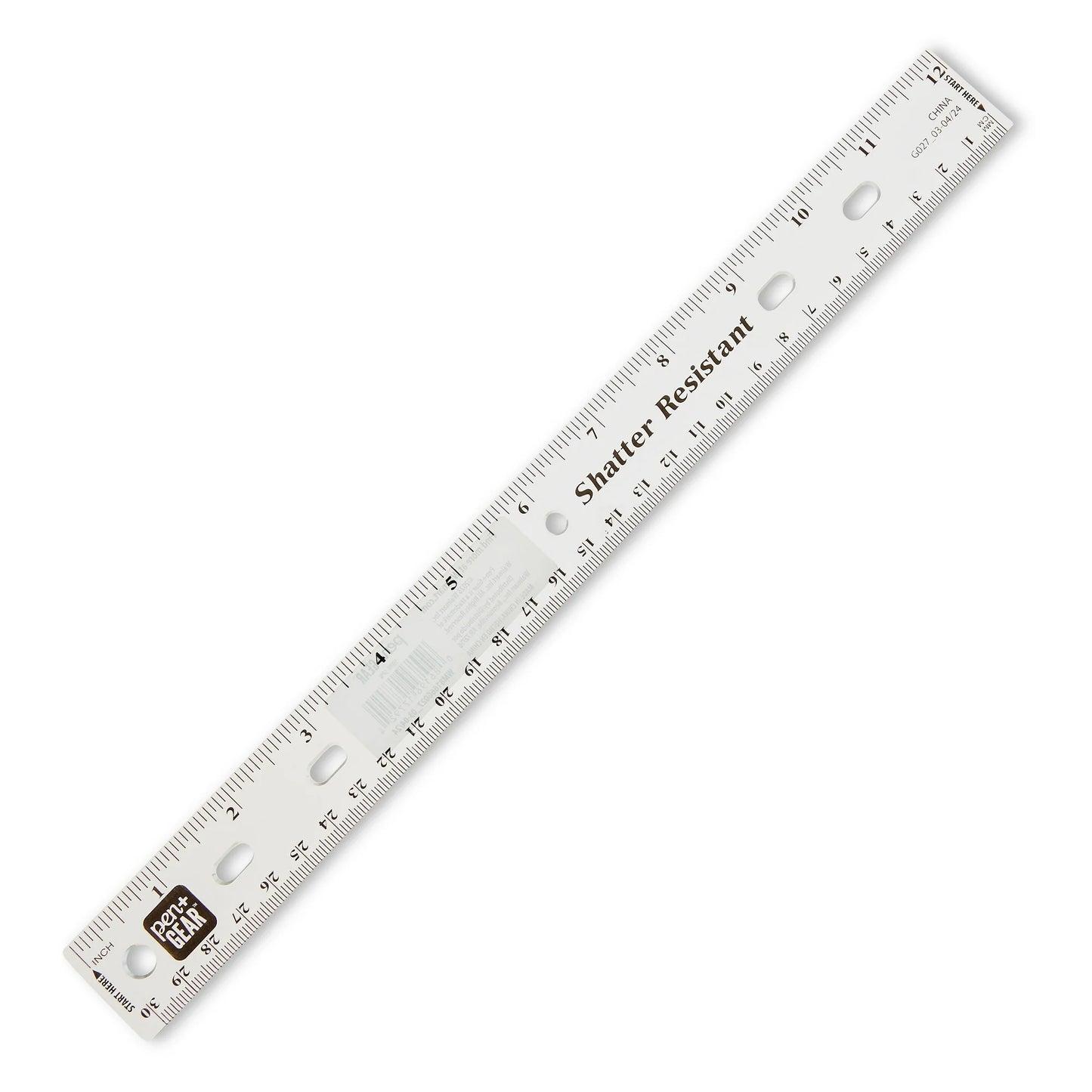 Pen+Gear 12" Plastic Ruler – Clear, Bulk pack Available , recommend for Middle School, High School, College,