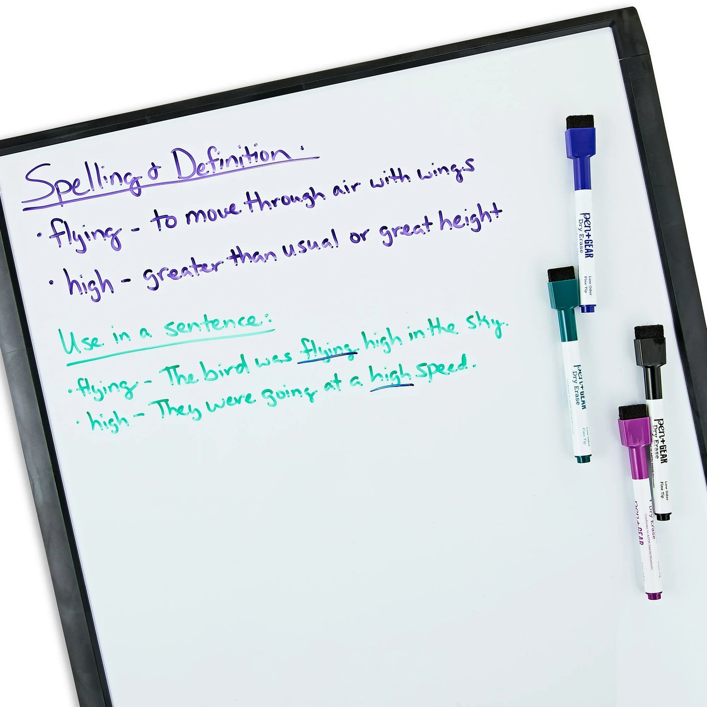 Pen+Gear Magnetic Dry Erase Board, Black, Height 17" x Width 23" x Depth 0.65"