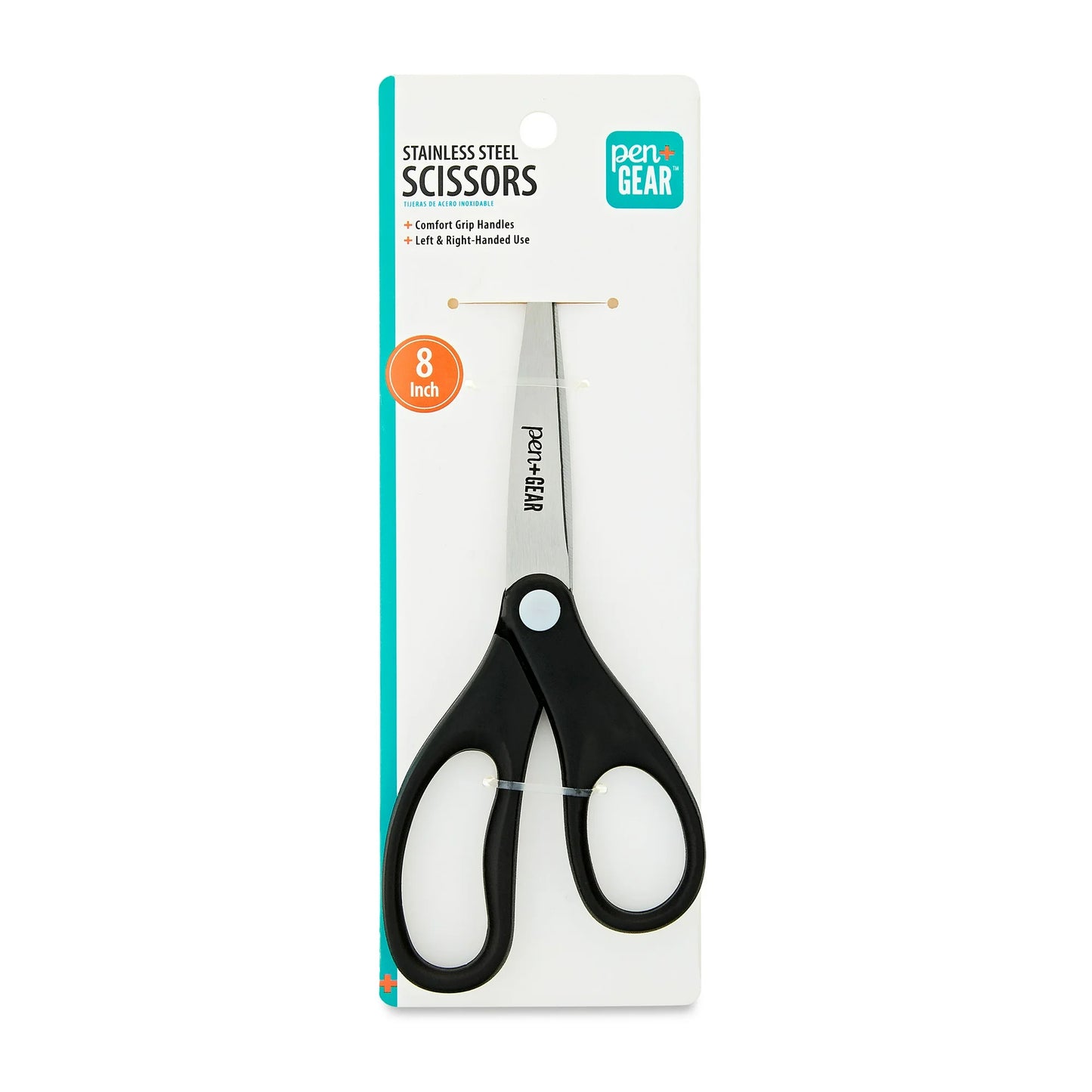 Pen+Gear 8-inch All-Purpose Stainless-Steel Scissors, Pointed, School Supplies, Black