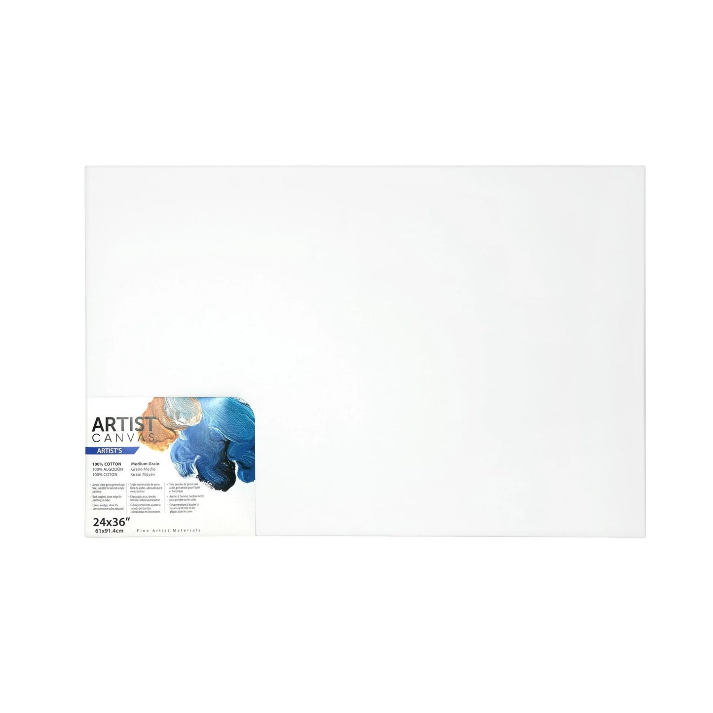 Artist Stretched Canvas, 24"X36", 100% Cotton Acid Free, White, Deluxe Canvas