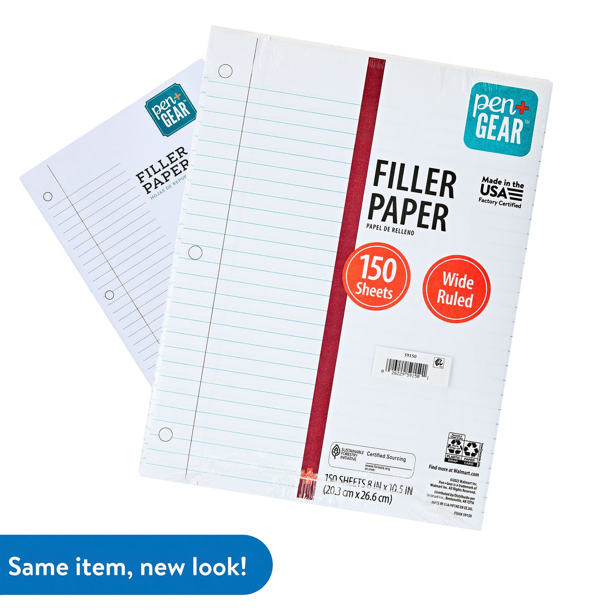 Pen+Gear Wide Ruled Filler Paper, 10.5" x 8", 150 Sheets - image 3