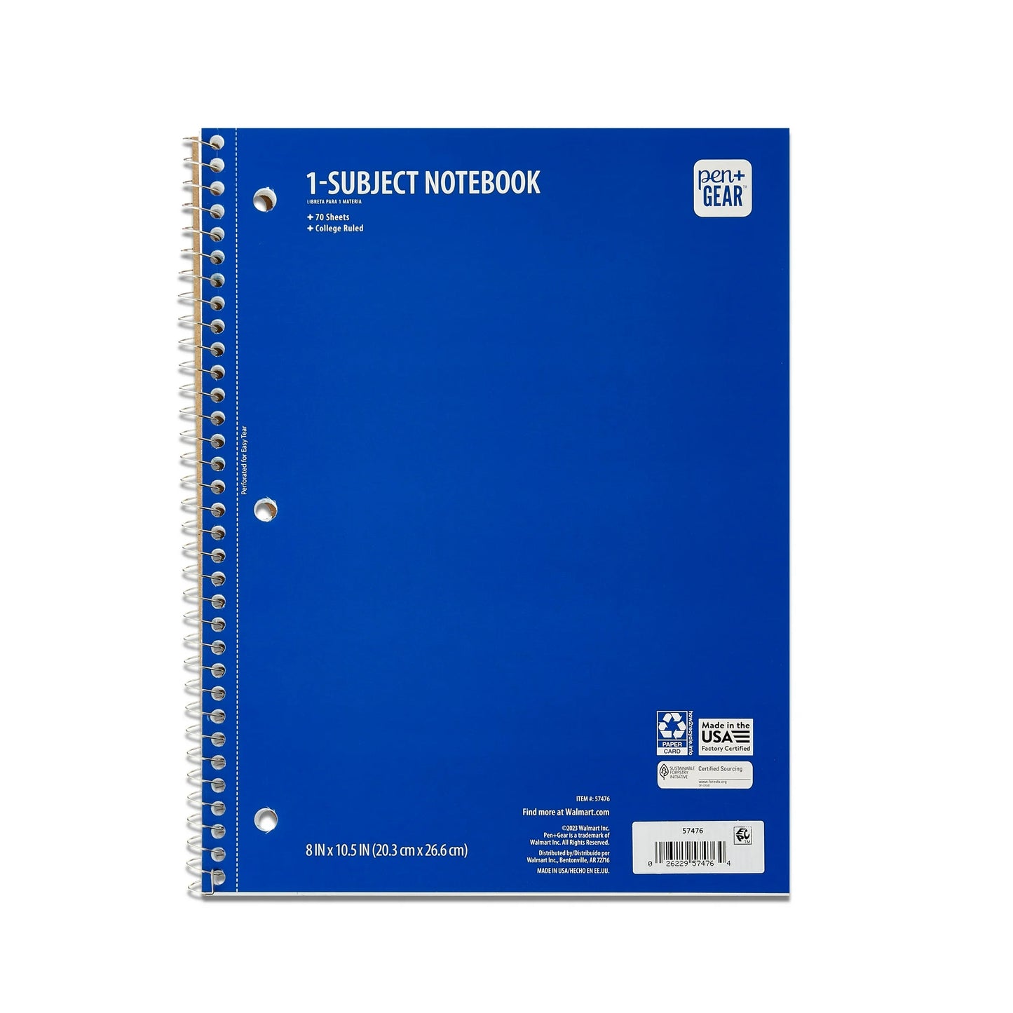 Pen+Gear 1-Subject Notebook, College Ruled, 70 Sheets