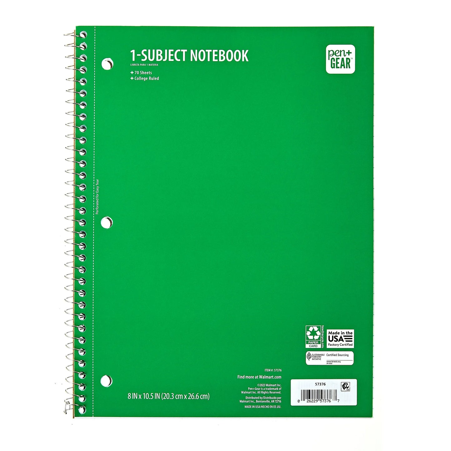Pen+Gear 1-Subject Notebook, College Ruled, 70 Sheets