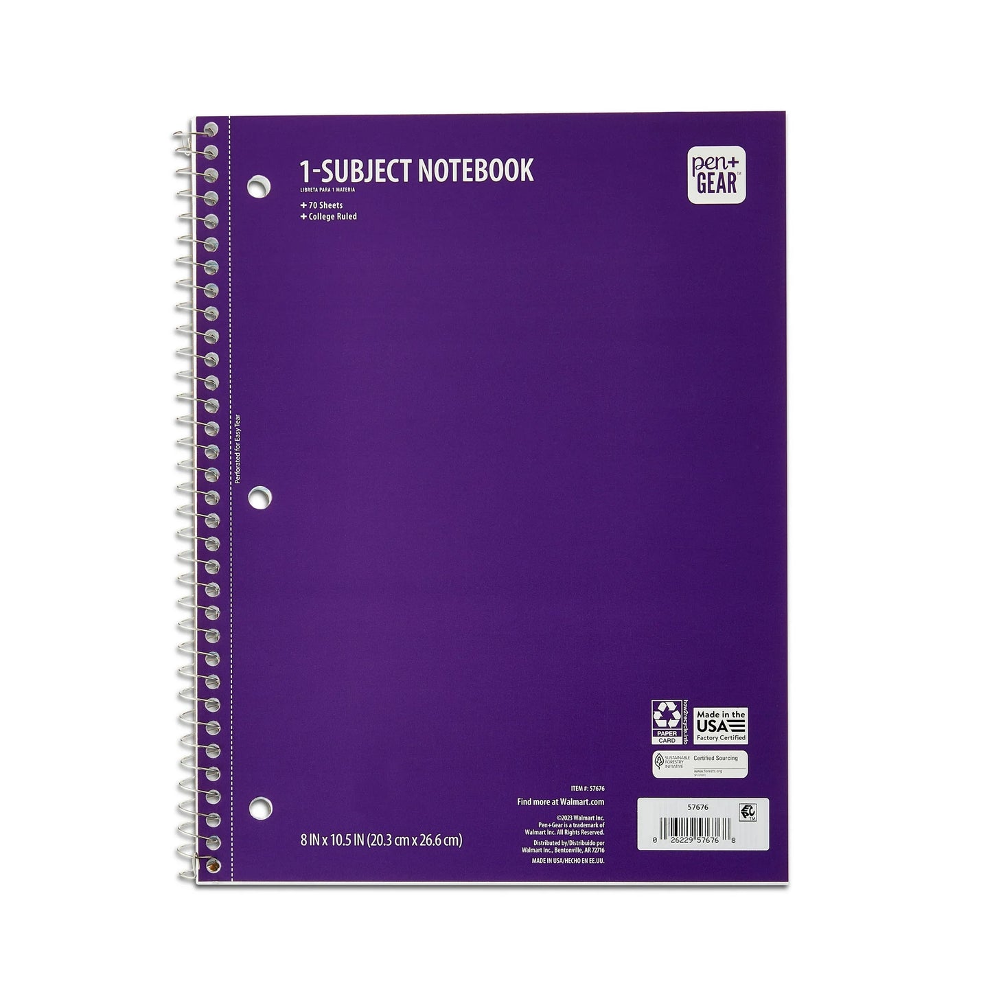 Pen+Gear 1-Subject Notebook, College Ruled, 70 Sheets