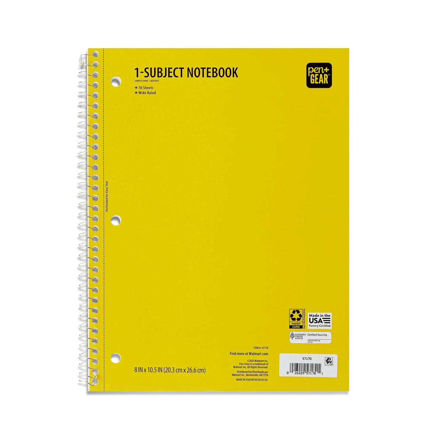 Pen+Gear 1-Subject Notebook, College Ruled, 70 Sheets