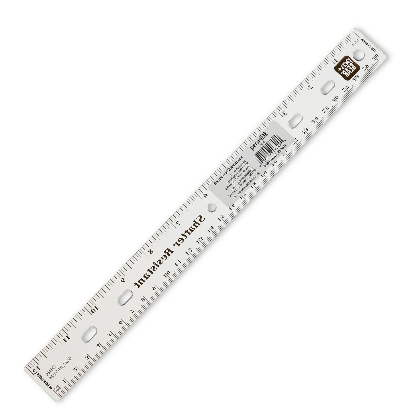 Pen+Gear 12" Plastic Ruler – Clear, Bulk pack Available , recommend for Middle School, High School, College,