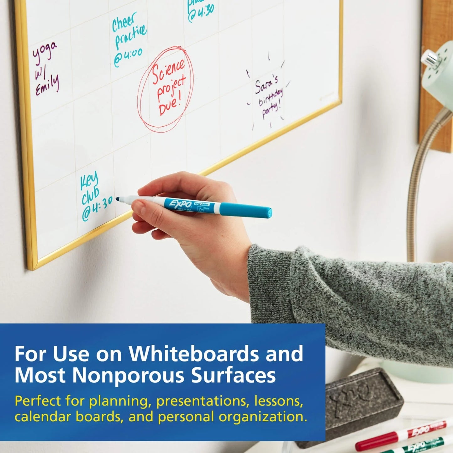 Expo Low Odor Dry Erase Markers, Fine Tip, Black, 4 Count