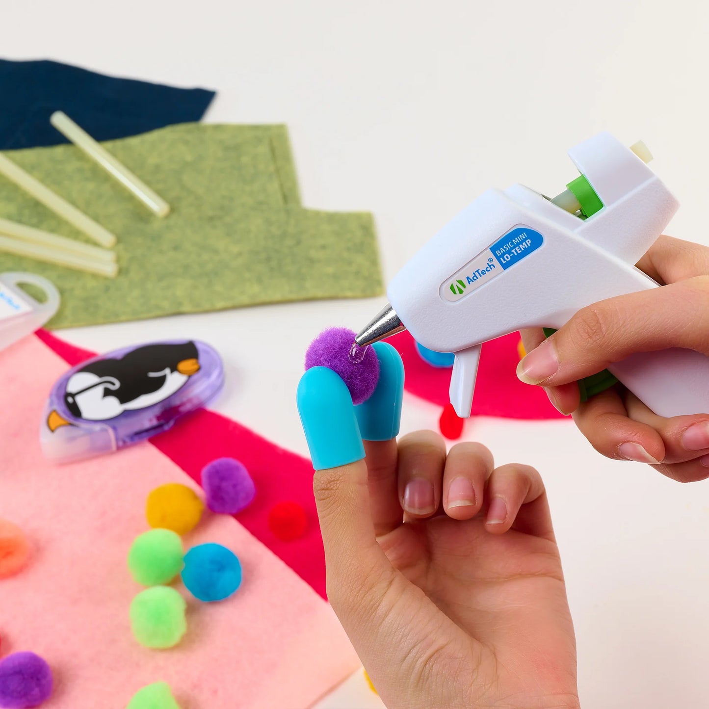 AdTech White Mini Glue Gun - Low Temperature Precision Crafting Tool