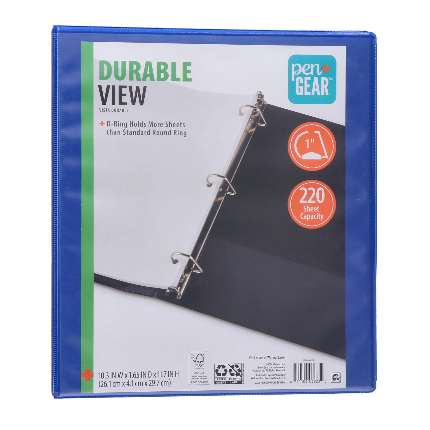 (2 pack) Pen+Gear Durable View 1-inch D-Ring Binder, Black