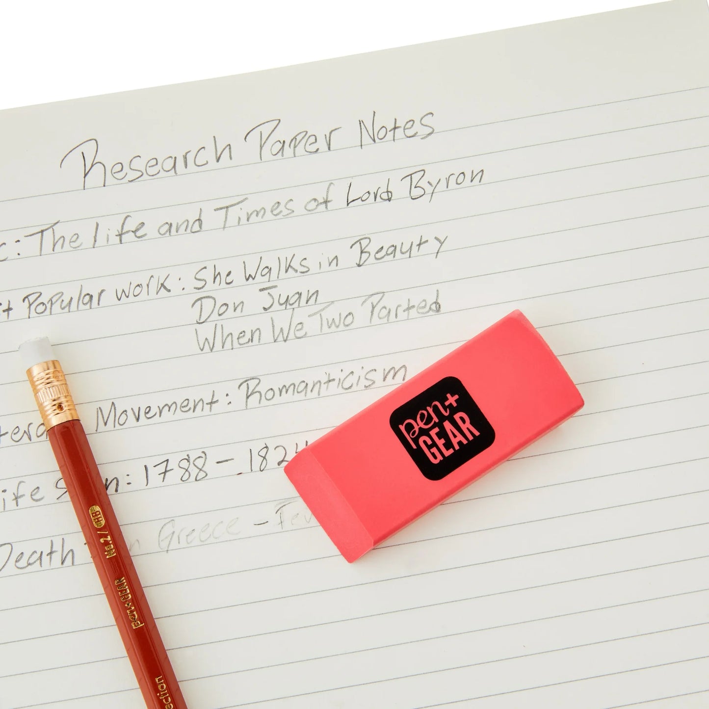 Pen+Gear Pink Block Erasers, 2 Count