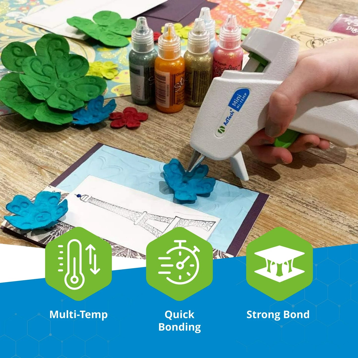 AdTech Crystal Clear Mini Size Hot Glue Gun Sticks, 10 Sticks