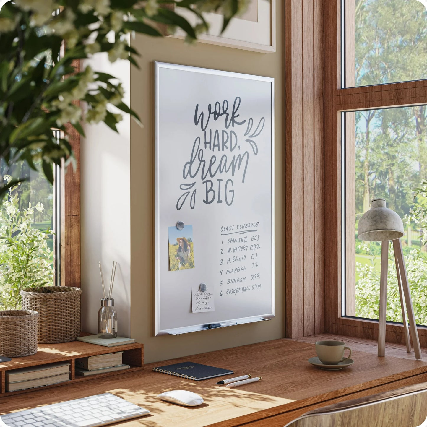 U Brands 35 x 23 in. Magnetic Dry Erase Whiteboard, Silver Metal Frame, Includes 2 Magnets, Marker, Tray