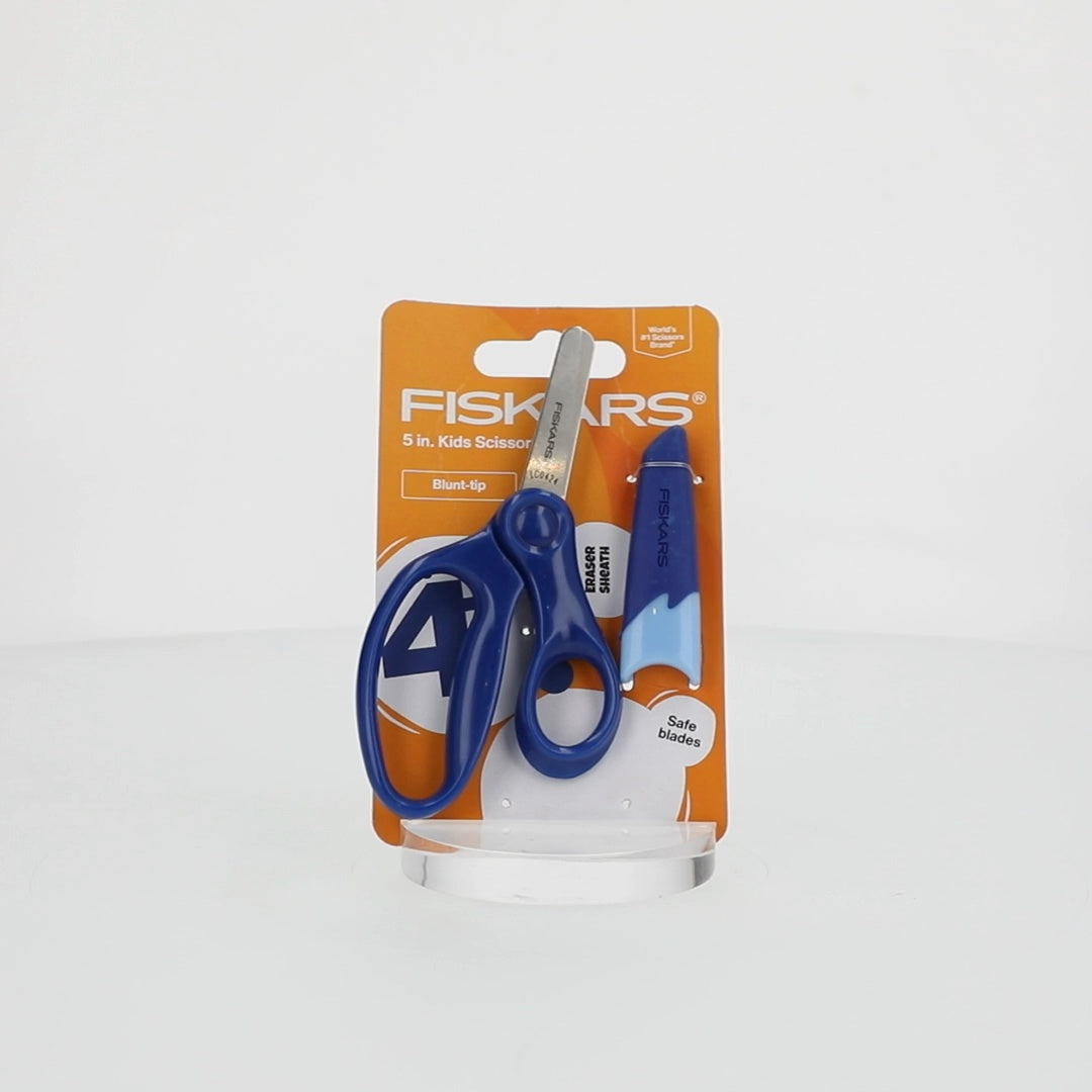 Fiskars 5 Inch Pointed Kids Scissor Ages 4-7, Safety Scissors With Cover