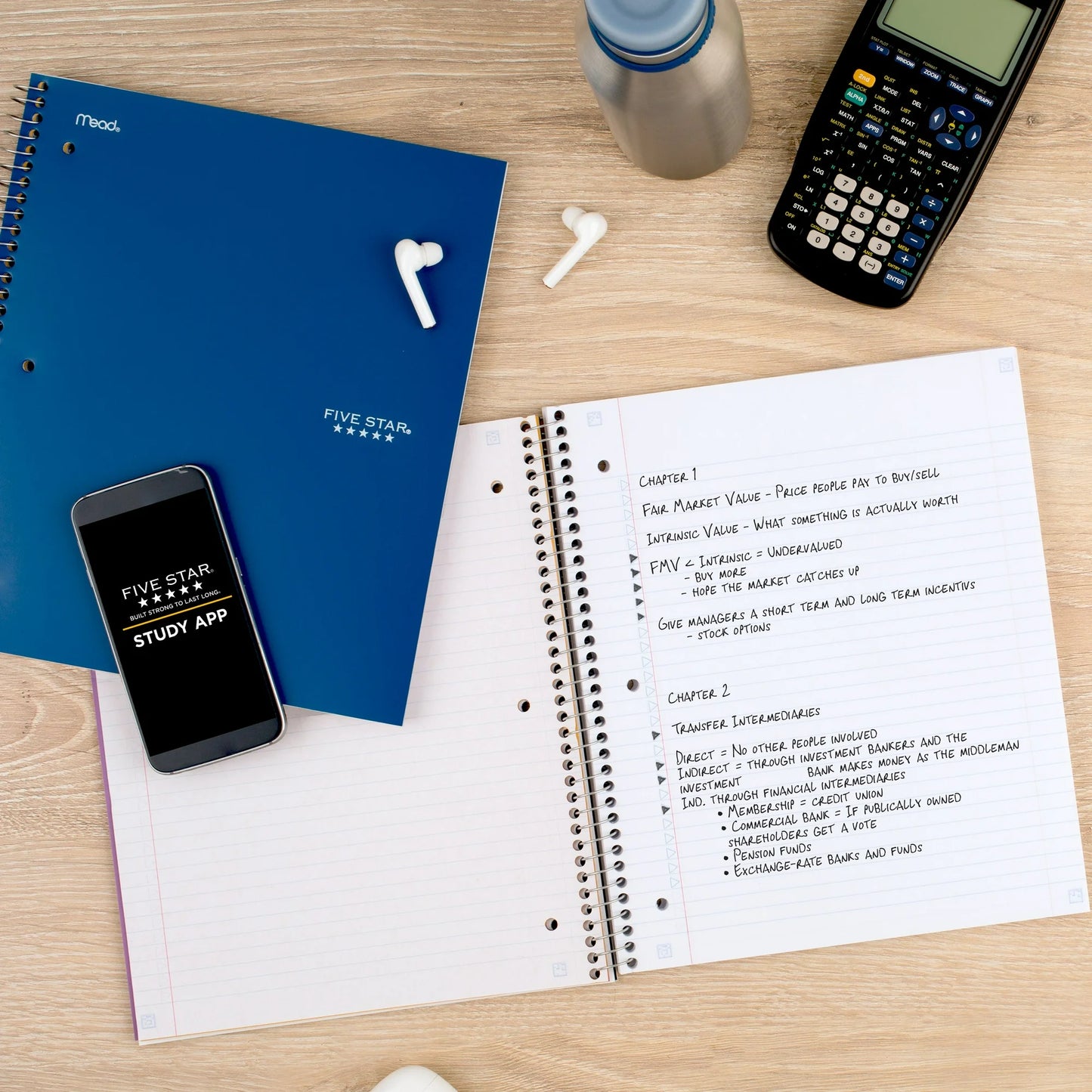 Five Star 1 Subject College Ruled Notebook Plus Study App, 8.5" x 11", Poly, Spiral, 100 Sheets