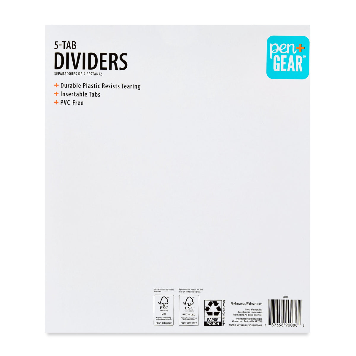 Pen+Gear 5-Tab Index Dividers, Letter Size - image 2