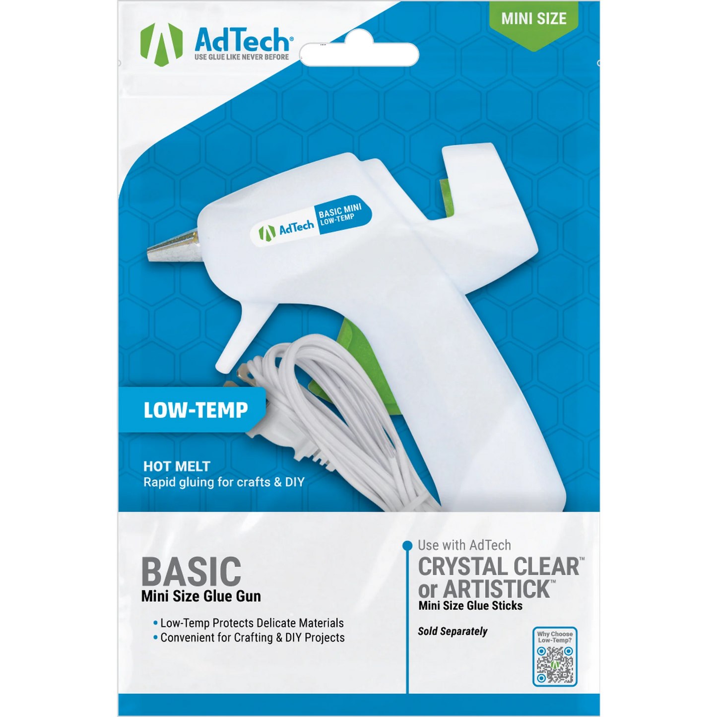 AdTech White Mini Glue Gun - Low Temperature Precision Crafting Tool