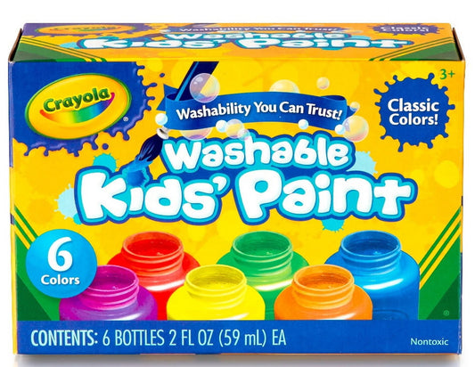 Crayola Washable Kids' Paint, Assorted Colors, 2 oz, 6 Count