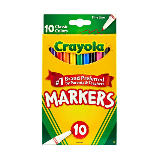 Crayola Fine Line Markers, Classic Colors, 10 Count