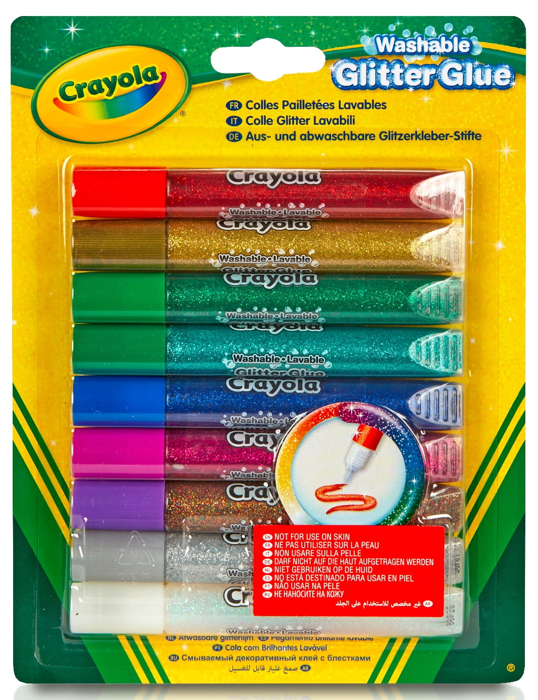 Crayola Washable Glitter Glue, 9 Count
