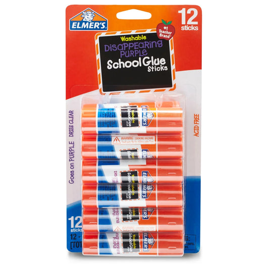 Elmer's Disappearing Purple Washable School Glue Sticks, 6 Gram, 12 Count