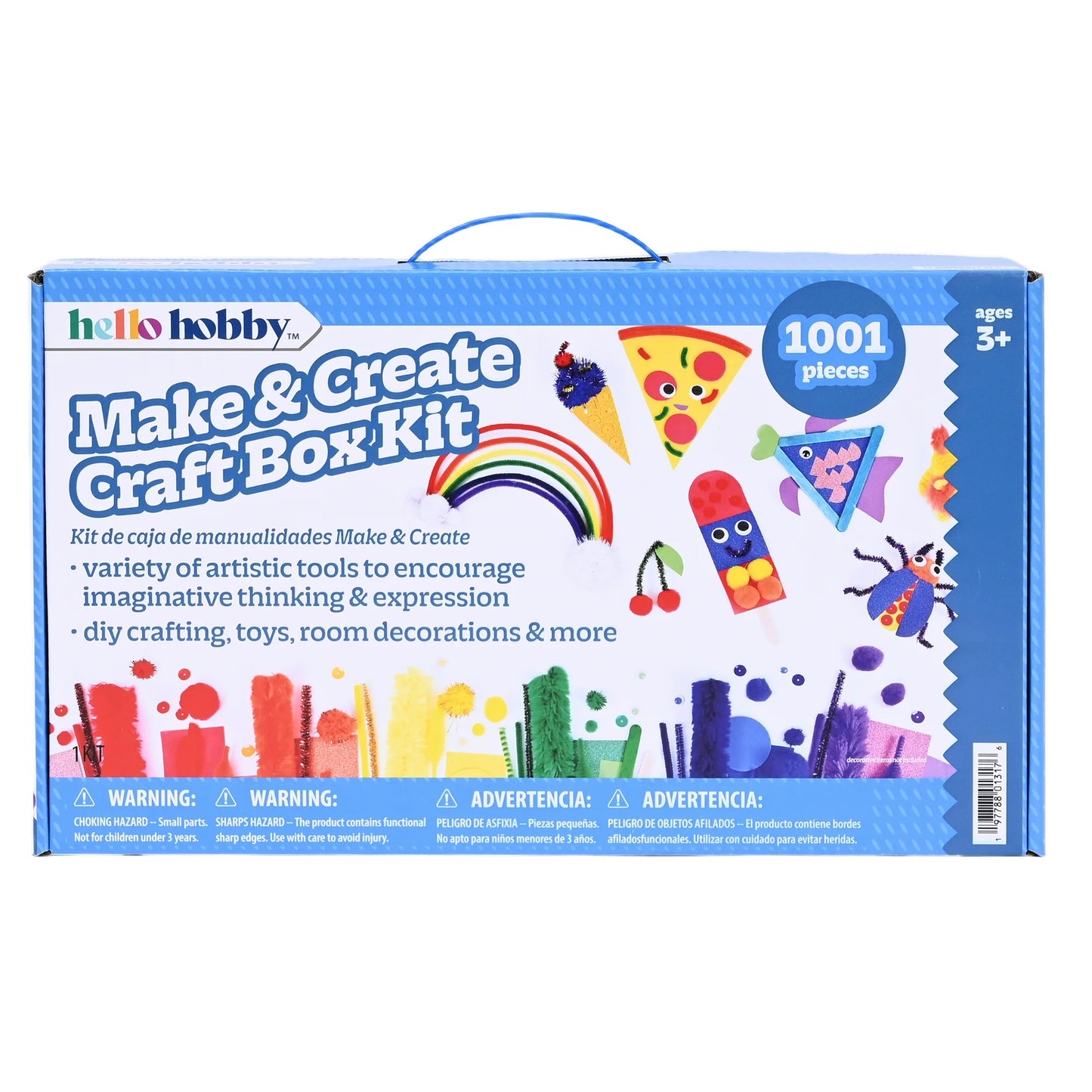 Hello Hobby Craft Supply Library for Artistic & Creative Development, 700+ Piece All-in-One Kids Craft Kit with Pipe Cleaners, Wiggle Eyes, Craft Sticks, and more