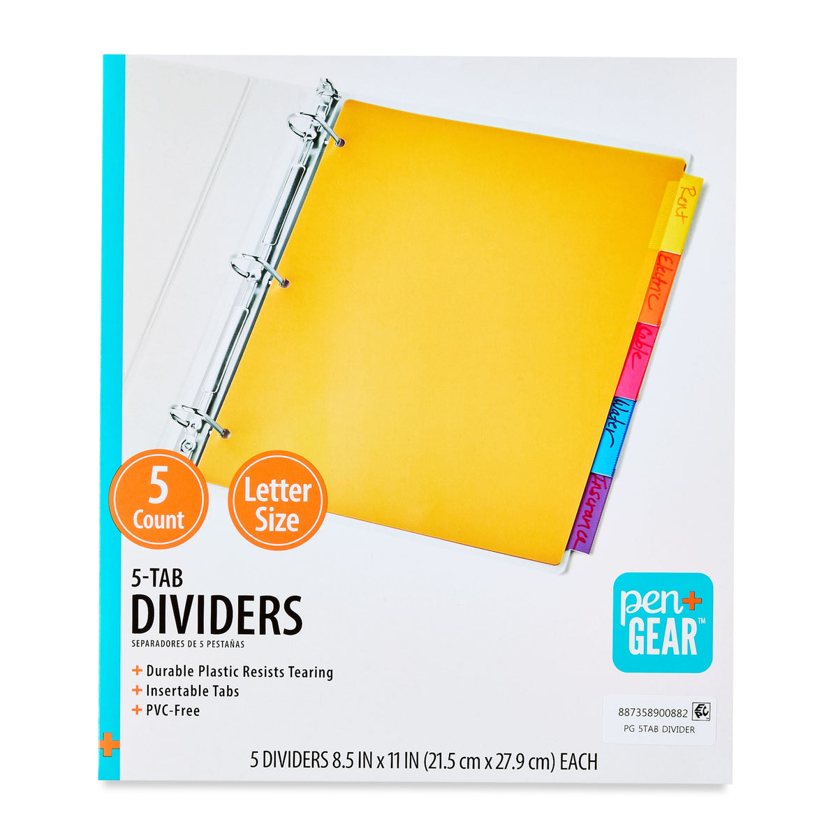 Pen+Gear 5-Tab Index Dividers, Letter Size