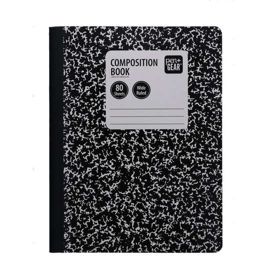 Pen+Gear Composition Book, Wide Ruled, 7.5"x 9.75", Marble Design, Paper Cover, 80 Sheets