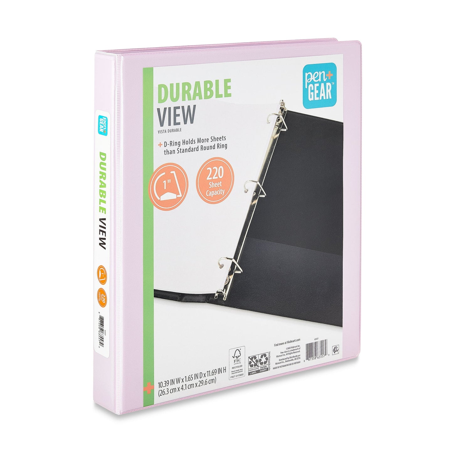 (2 pack) Pen+Gear Durable View 1-inch D-Ring Binder, Black