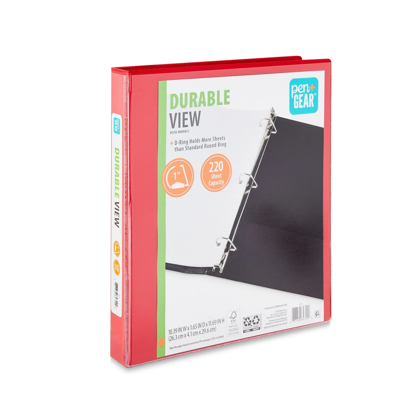 (2 pack) Pen+Gear Durable View 1-inch D-Ring Binder, Black