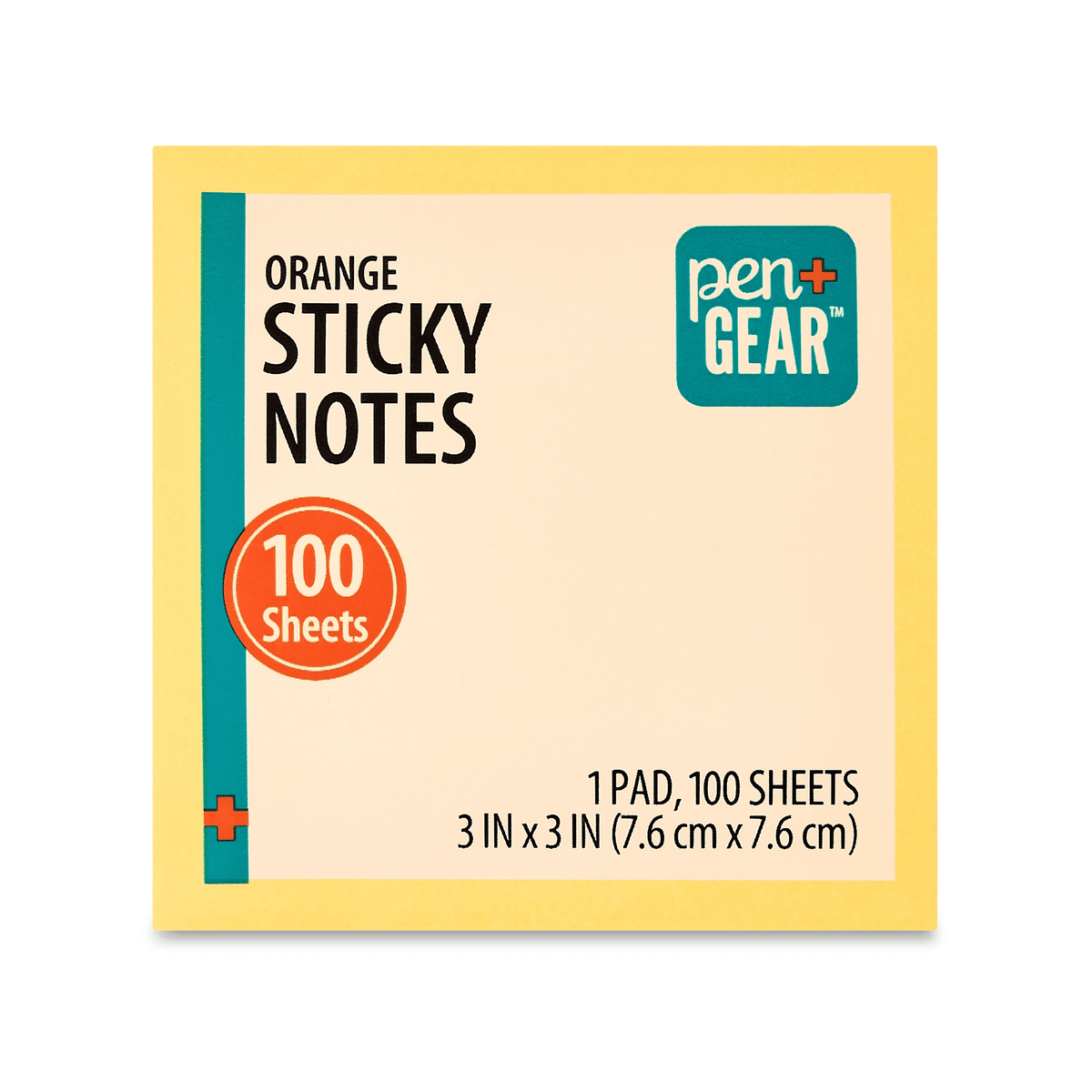 Pen+Gear Sticky Notes, Neon Orange, 3" x 3", 100 Sheets