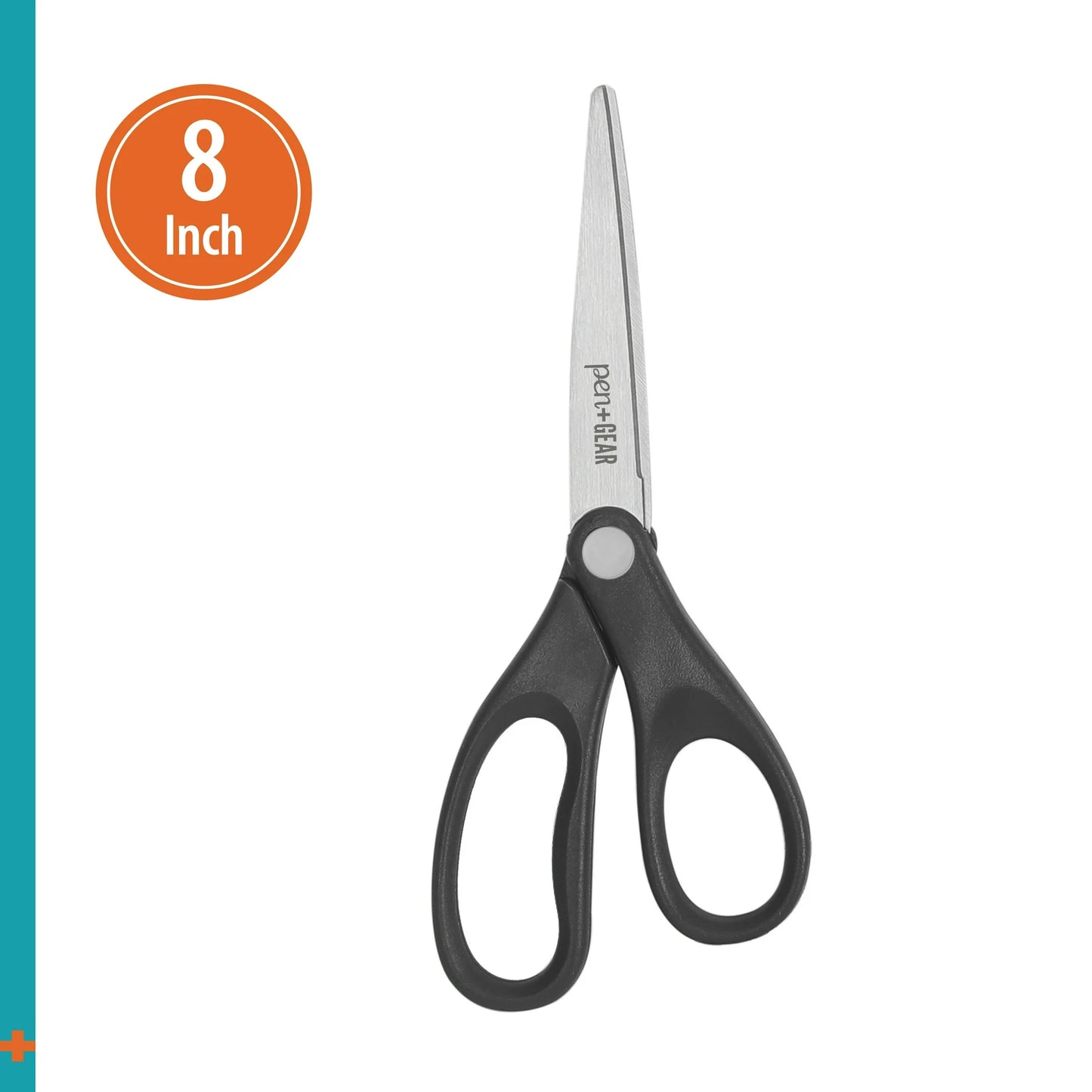 Pen+Gear 8-inch All-Purpose Stainless-Steel Scissors, Pointed, School Supplies, Black