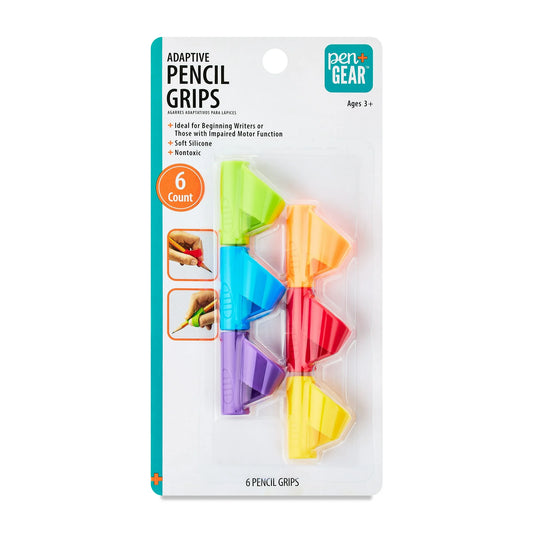 Pen+Gear Silicone Pencil Grip, Multicolor, 6 Count