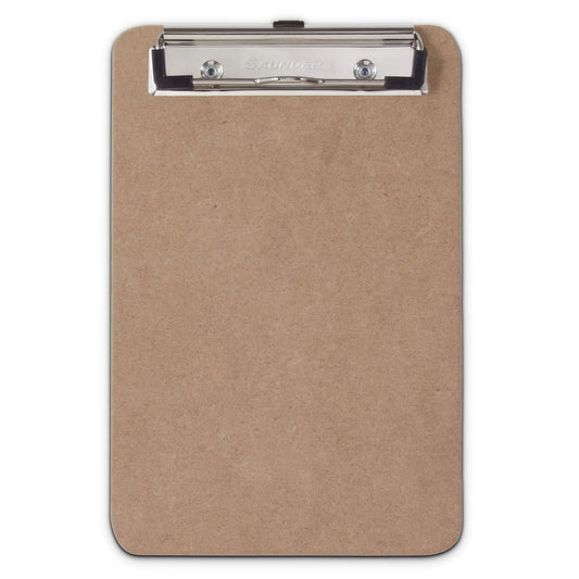 Saunders Hardboard Memo Size Clipboard (6" x 9") with Low Profile Clip and Hanging Hole