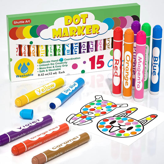 Shuttle Art Dot Markers, Washable Marker, Non-Toxic, Water-Based