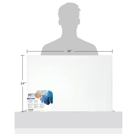 Artist Stretched Canvas, 24"X36", 100% Cotton Acid Free, White, Deluxe Canvas