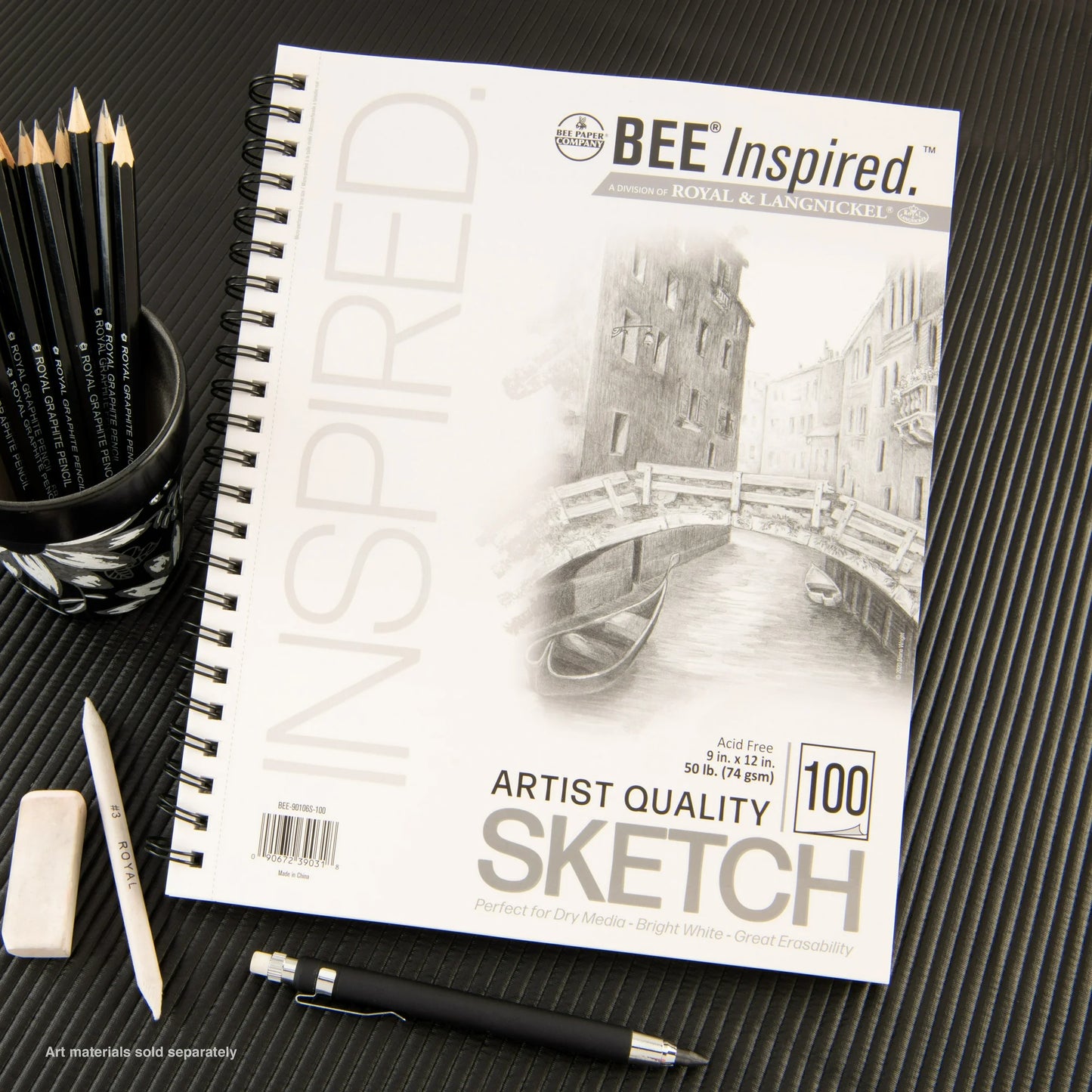 Bee Paper - Bee Inspired 9"x12" Sketching Paper Pad, 100 Sheets, Side Wire, 50lb. 74GSM