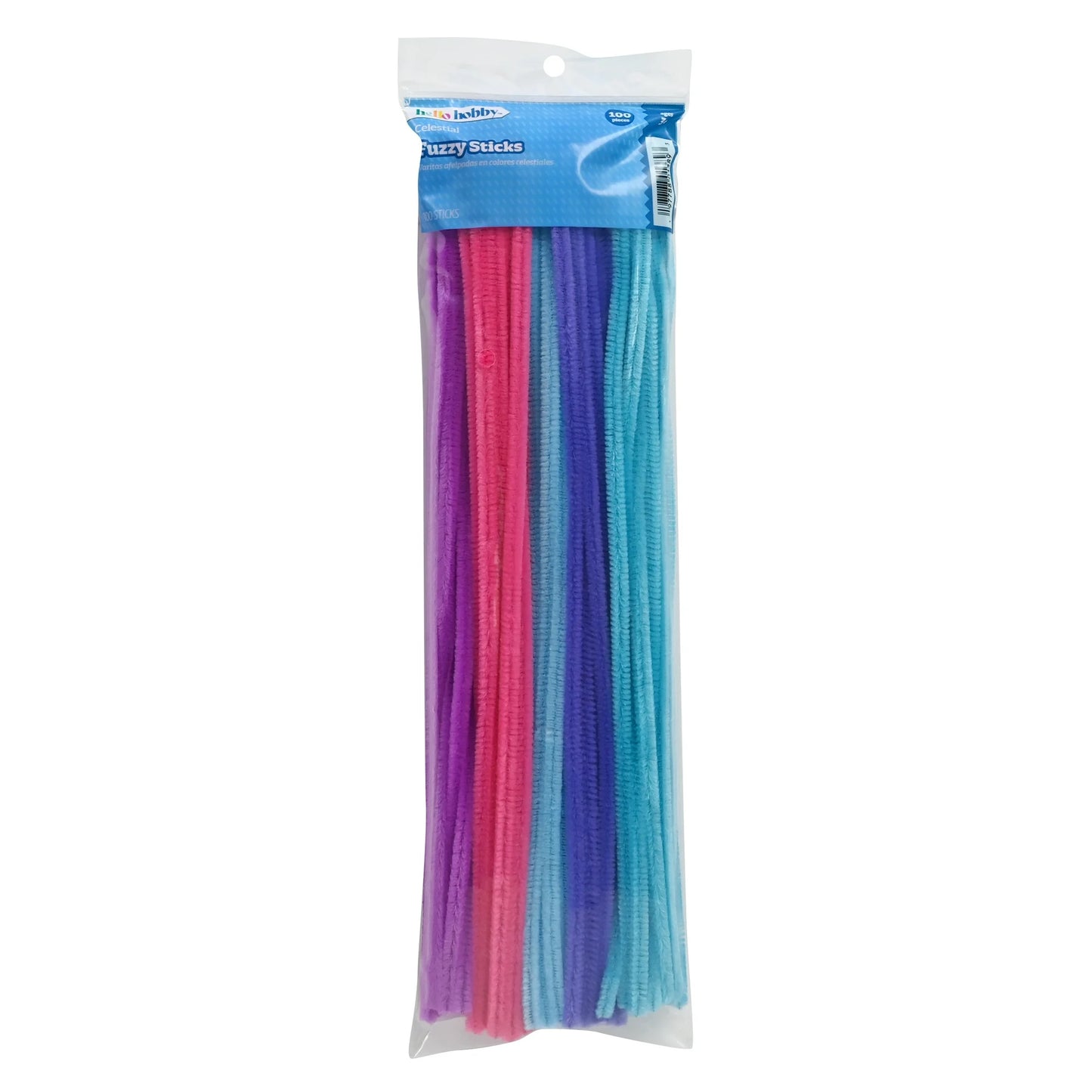 Hello Hobby Fuzzy Sticks, 100 Count, Rainbow Multicolor Chenille Stems for Kids Crafts and DIY Projects