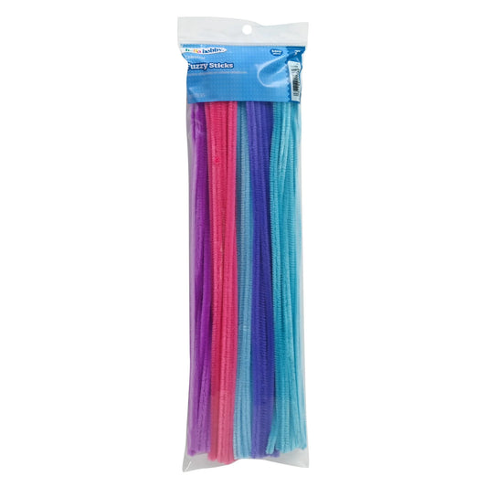 Hello Hobby Fuzzy Sticks, 100 Count, Rainbow Multicolor Chenille Stems for Kids Crafts and DIY Projects