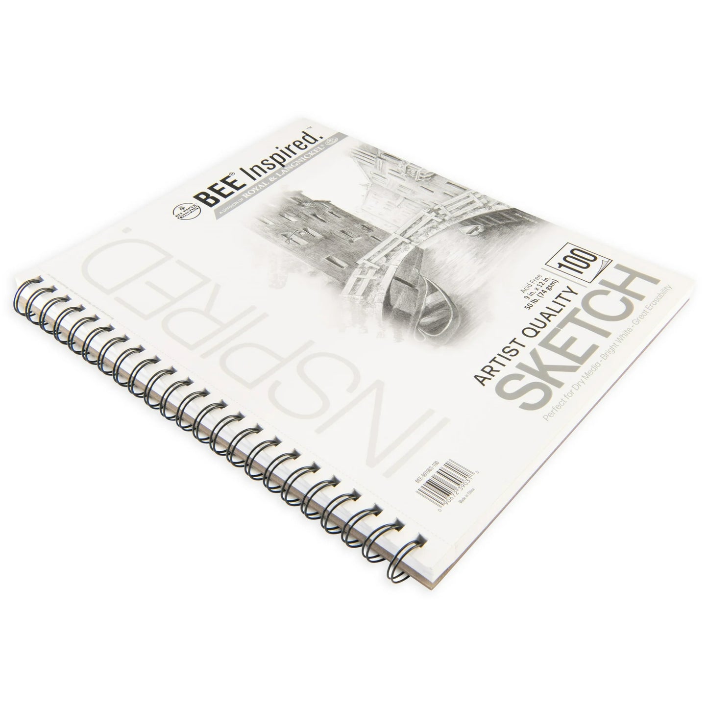 Bee Paper - Bee Inspired 9"x12" Sketching Paper Pad, 100 Sheets, Side Wire, 50lb. 74GSM