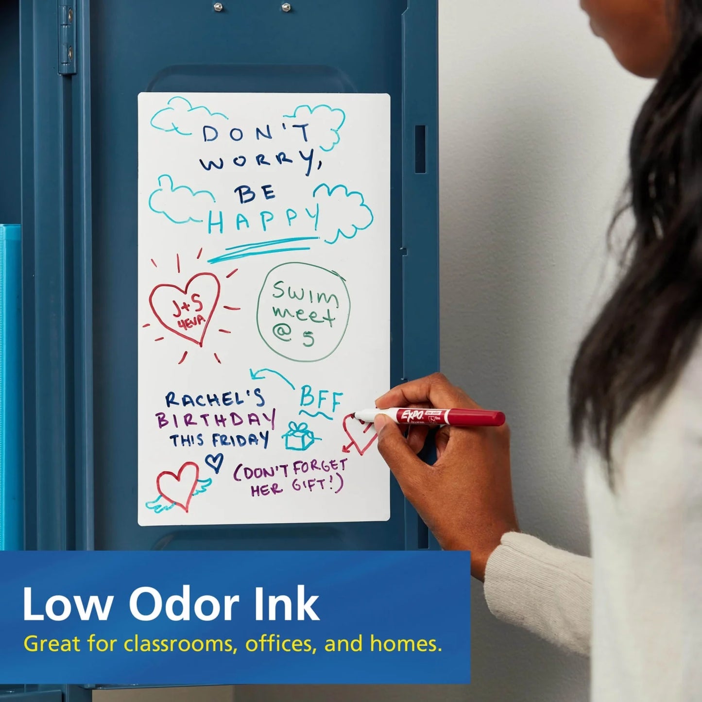 Expo Low Odor Dry Erase Markers, Fine Tip, Black, 4 Count