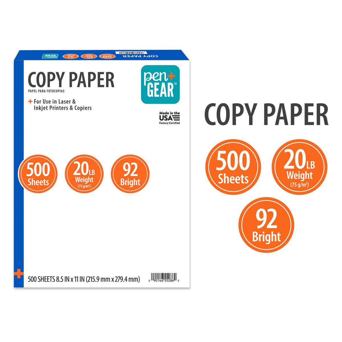 Pen+Gear Copy Paper, 8.5" x 11", 20 lb, 500 Sheets - image 2