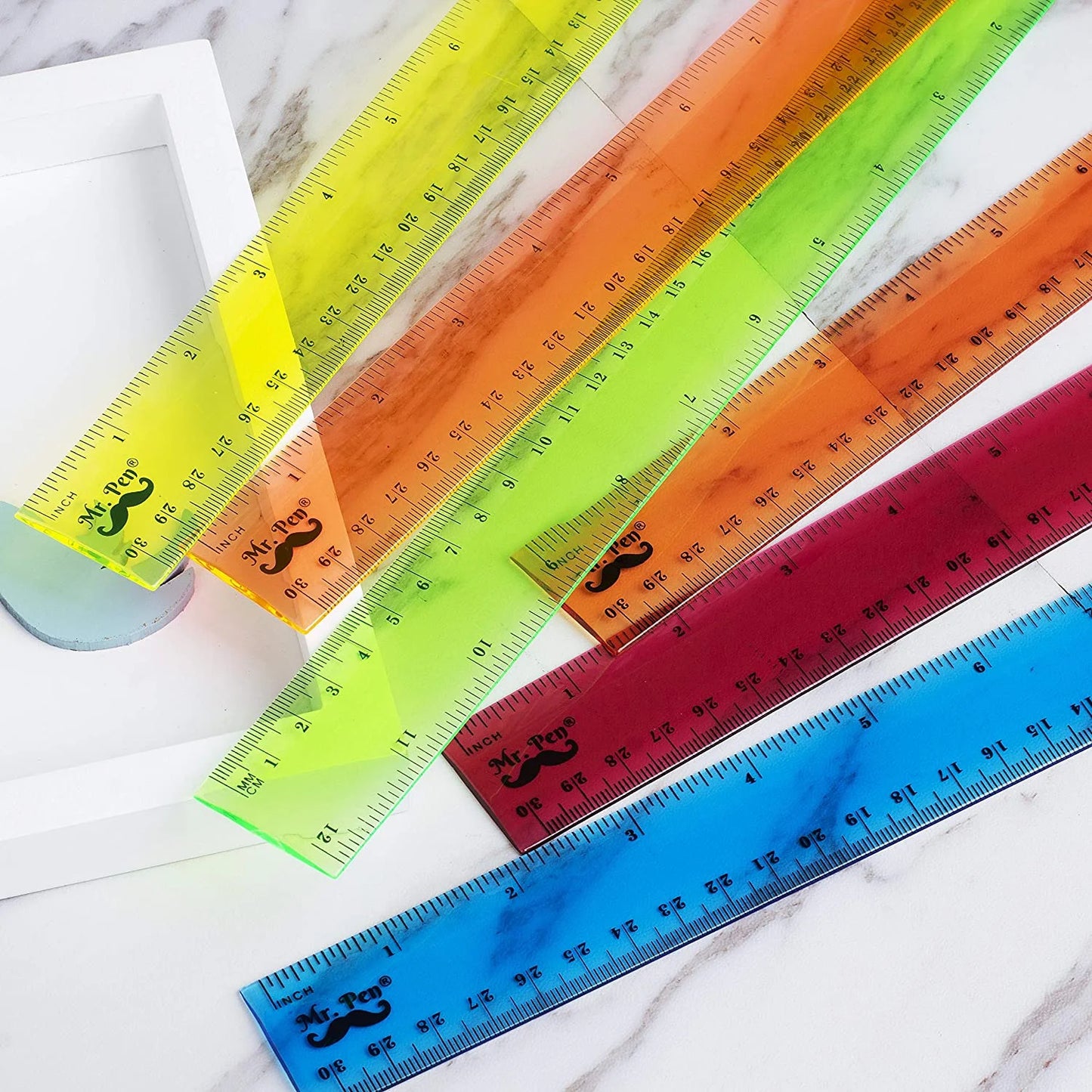 Mr. Pen Plastic Ruler Transparent, 12", 6 Pack