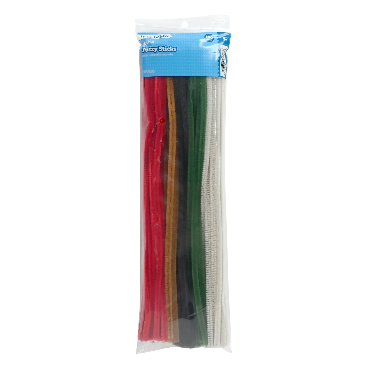 Hello Hobby Fuzzy Sticks, 100 Count, Rainbow Multicolor Chenille Stems for Kids Crafts and DIY Projects
